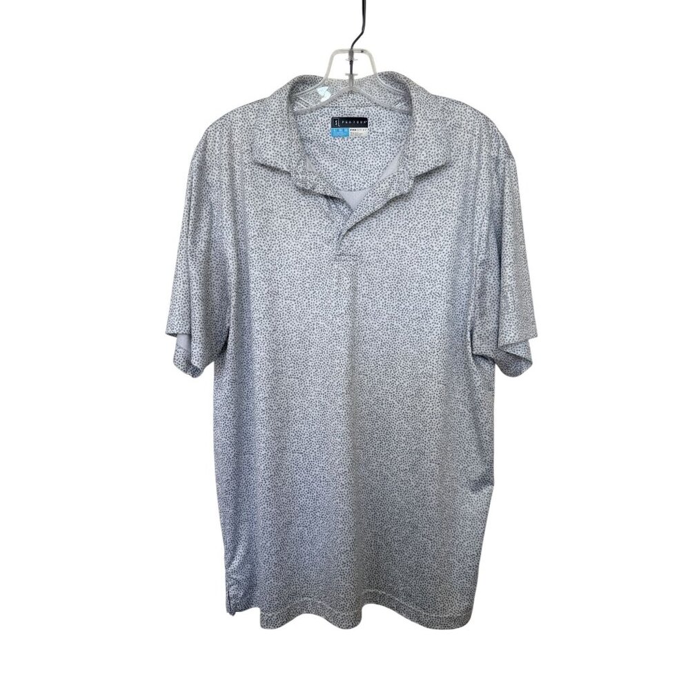 PGA TOUR Pro Series Polo Shirt Mens Large Athletic Fit Gray Print Golf Casual